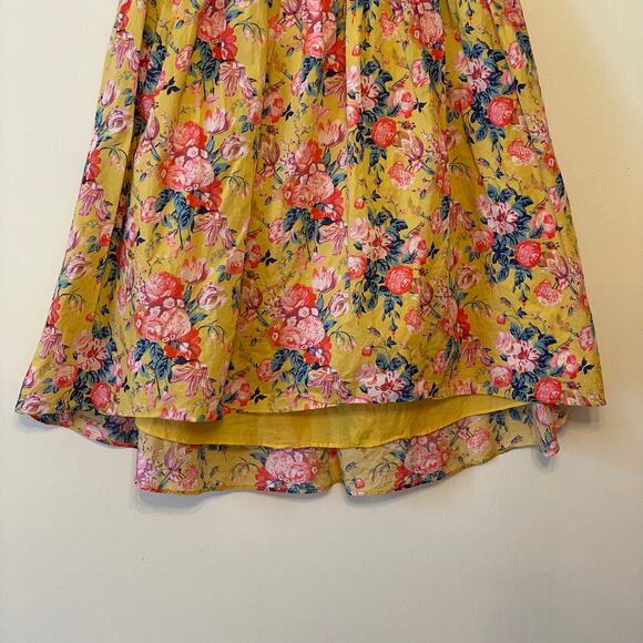 J. Crew 4 midi skirt floral summer garden elegant yellow floral fit & flare - Picture 3 of 7